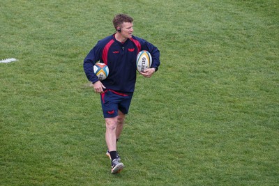 090526 - Ospreys v Scarlets - United Rugby Championship - Scarlets head coach Dwayne Peel during the warm up