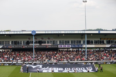 090526 - Ospreys v Scarlets - United Rugby Championship - Ospreys 'Our Blood is Black' banner before the match