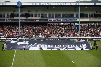 090526 - Ospreys v Scarlets - United Rugby Championship - Ospreys 'Our Blood is Black' banner before the match