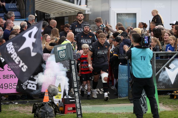 090526 - Ospreys v Scarlets - United Rugby Championship - Jac Morgan of Ospreys runs out with mascot