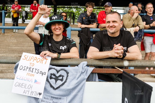 090526 - Ospreys v Scarlets - United Rugby Championship - Fans who had travelled from Czechia to see the Ospreys play