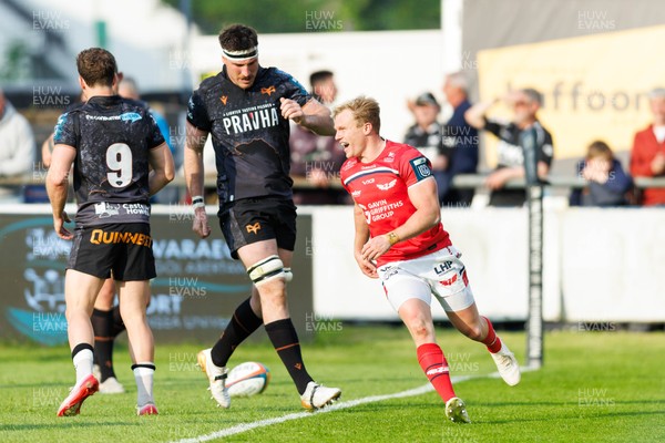 090526 - Ospreys v Scarlets - United Rugby Championship - Blair Murray of Scarlets celebrates after scoring a try