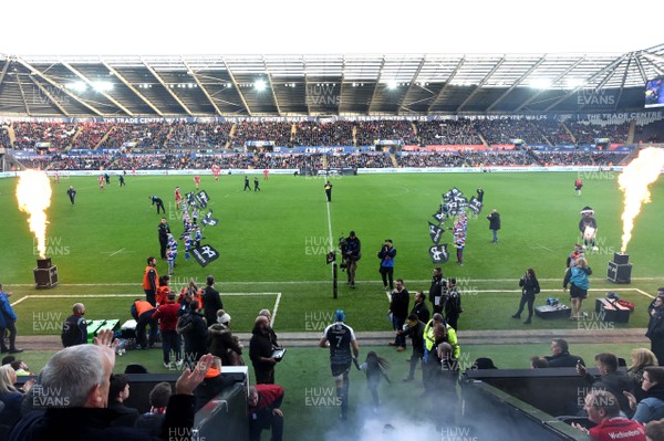 221218 - Ospreys v Scarlets - Guinness PRO14 - A general view of Liberty Stadium before kick off