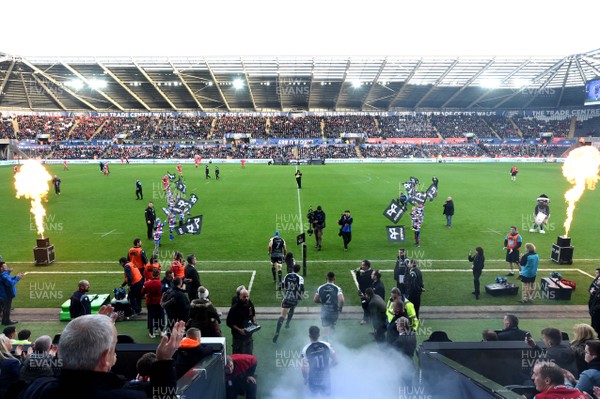 221218 - Ospreys v Scarlets - Guinness PRO14 - A general view of Liberty Stadium before kick off