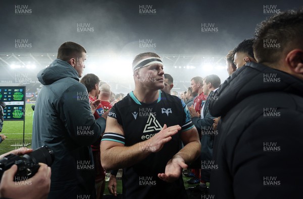 261123 - Ospreys v Scarlets - United Rugby Championship - Dewi Lake of Ospreys at full time