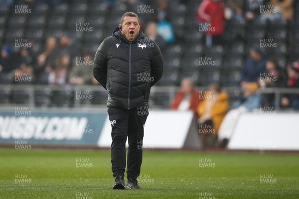 261123 - Ospreys v Scarlets - United Rugby Championship - Ospreys head coach Toby Booth during the warm up