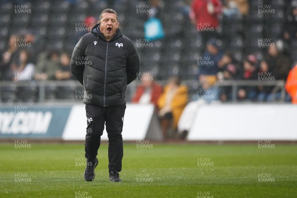 261123 - Ospreys v Scarlets - United Rugby Championship - Ospreys head coach Toby Booth during the warm up