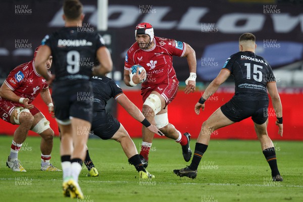 261222 - Ospreys v Scarlets - United Rugby Championship - Sione Kalamafoni of Scarlets on the charge