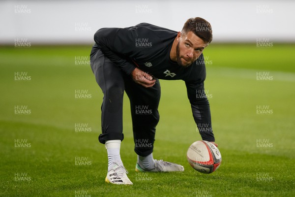 261222 - Ospreys v Scarlets - United Rugby Championship - Rhys Webb of Ospreys warms up ahead of the match