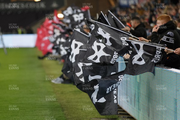 261222 - Ospreys v Scarlets - United Rugby Championship - Ospreys fans' flags