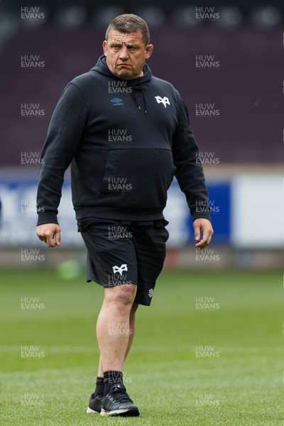 300422 - Ospreys v Scarlets - United Rugby Championship - Head Coach Toby Booth of Ospreys during the warm up