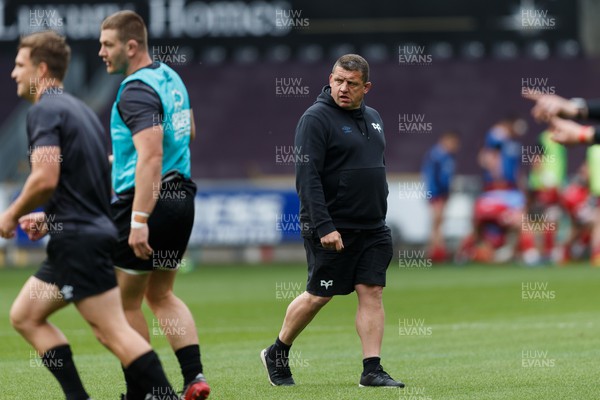 300422 - Ospreys v Scarlets - United Rugby Championship - Head Coach Toby Booth of Ospreys during the warm up