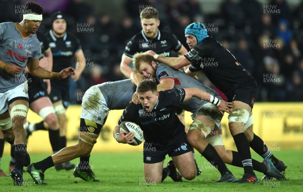160218 - Ospreys v Southern Kings - Guinness PRO14 - Scott Otten of Ospreys is tackled by Tienie Burger of Southern Kings