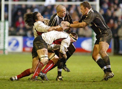 160104Neath Swansea Ospreys v Toulouse  Ospreys Gavin Thomas is tackled   