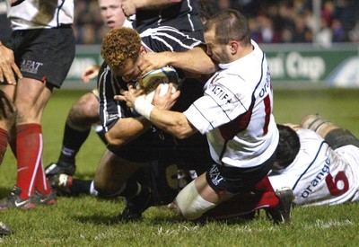 160104Neath Swansea Ospreys v Toulouse  Ospreys Dave Tiueti grounds the ball, but the referee had already blown the whistle to award a penalty  