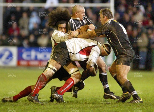 160104Neath Swansea Ospreys v Toulouse  Ospreys Gavin Thomas is tackled   