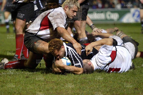 160104Neath Swansea Ospreys v Toulouse  Ospreys Dave Tiueti grounds the ball, but the referee had already blown the whistle to award a penalty  