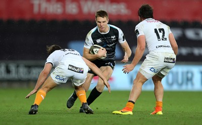 080918 - Ospreys v Toyota Cheetahs - Guinness PRO14 - Tom Williams of Ospreys is tackled by Bernhard Janse Van Rensburg of Cheetahs