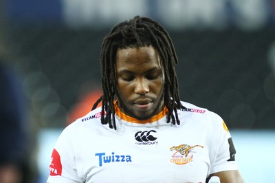 080918 - Ospreys v Edinburgh - GuinnessPro14 - William Small-Smith of Cheetahs leaves the field dejected at the end of the game