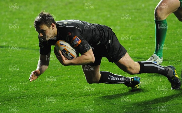 130413 - Ospreys v Treviso - RaboDirect PRO12 -Dan Biggar of Ospreys scores try 