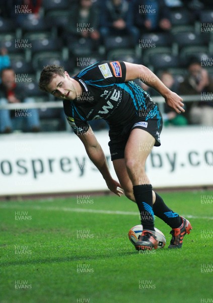 310312 Ospreys v Treviso - RaboDirect PRO 12 -Ospreys' Ashley Beck touches down to score