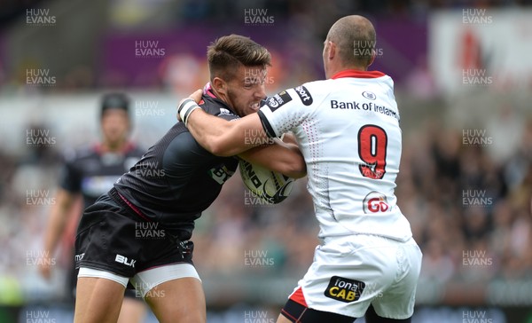 070516 - Ospreys v Ulster - Guinness PRO12 -Rhys Webb of Ospreys is tackled by Ruan Pienaar of Ulster