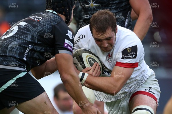 101020 - Ospreys v Ulster - Guinness PRO14 - Marcus Rea of Ulster is tackled by Dan Evans of Ospreys