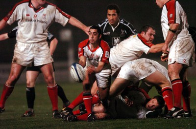 211005 - Ospreys v Ulster - Celtic League - Ulster's Kieran Campbell gets ball away