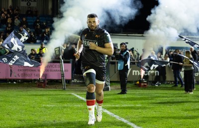 280226 - Ospreys v Ulster Rugby, United Rugby Championship - Gareth Thomas of Ospreys leads the team out on his 150th cap