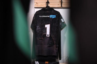 280226 - Ospreys v Ulster - United Rugby Championship - Gareth Thomas’s Jersey in the dressing room for his 150th cap ahead of the match