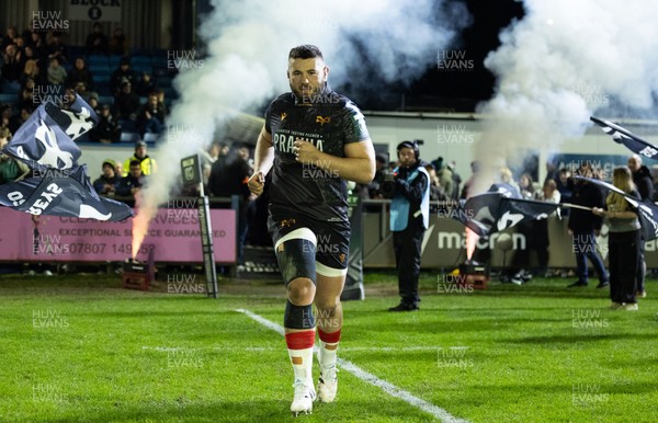 280226 - Ospreys v Ulster Rugby, United Rugby Championship - Gareth Thomas of Ospreys leads the team out on his 150th cap