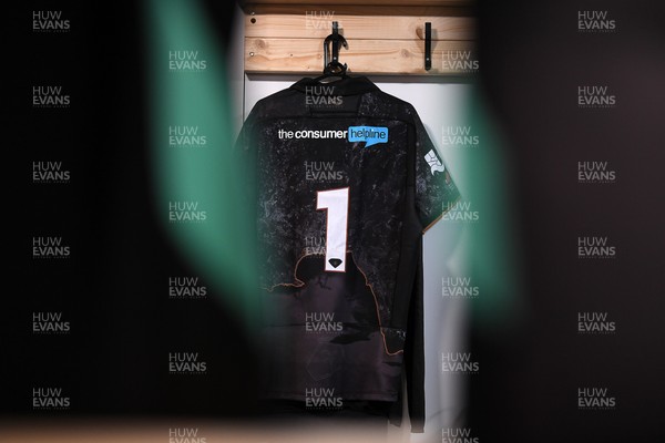 280226 - Ospreys v Ulster - United Rugby Championship - Gareth Thomas’s Jersey in the dressing room for his 150th cap ahead of the match