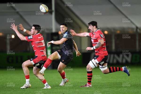 280226 - Ospreys v Ulster - United Rugby Championship - Owen Watkin of Ospreys kicks the ball