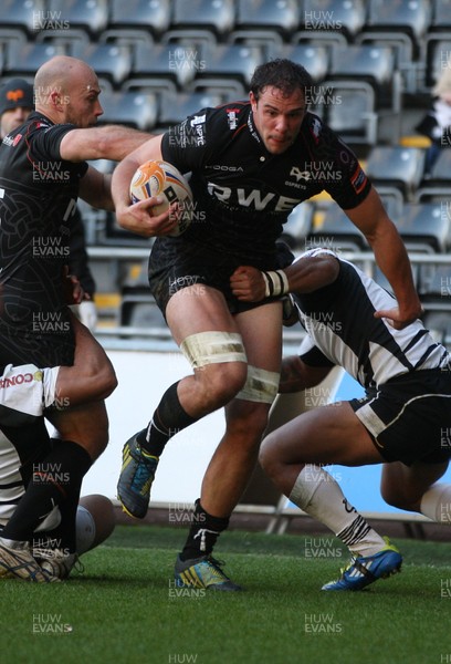 231113 - Ospreys v Zebre, RaboDirect PRO12 - Ospreys' Tyler Ardron charges forward