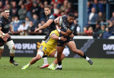 111025 - Ospreys v Zebre Parma - United Rugby Championship - Phil Cokanasiga of Ospreys is tackled by Iacopo Bianchi of Zebre Parma 