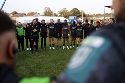 111025 - Ospreys v Zebre Parma - United Rugby Championship - Ospreys Head Coach Mark Jones speaks to the team at full time