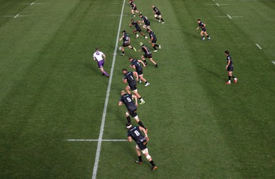 111025 - Ospreys v Zebre Parma - United Rugby Championship - Dan Edwards of Ospreys kicks off