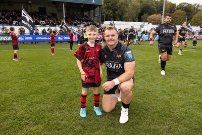111025 - Ospreys v Zebre Parma - United Rugby Championship - Dewi Lake of Ospreys with mascot