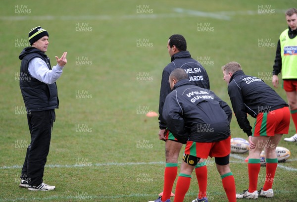 130313 - Ospreys Coach Welsh Guards Rugby Team as Part of Ryan Jones Testimonial Season -Gruff Rees coaches the Welsh Guards