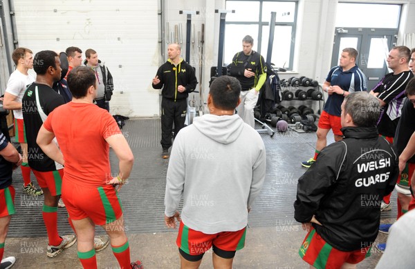 130313 - Ospreys Coach Welsh Guards Rugby Team as Part of Ryan Jones Testimonial Season -Mark Bennett and Ryan Jones coach the Welsh Guards