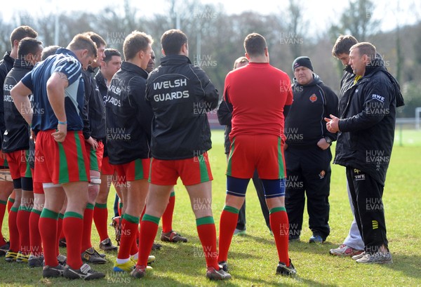 130313 - Ospreys Coach Welsh Guards Rugby Team as Part of Ryan Jones Testimonial Season -Jonathan Humphreys and Ryan Jones coach the Welsh Guards