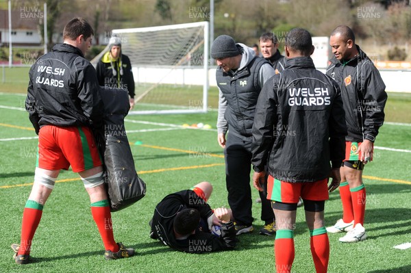 130313 - Ospreys Coach Welsh Guards Rugby Team as Part of Ryan Jones Testimonial Season -