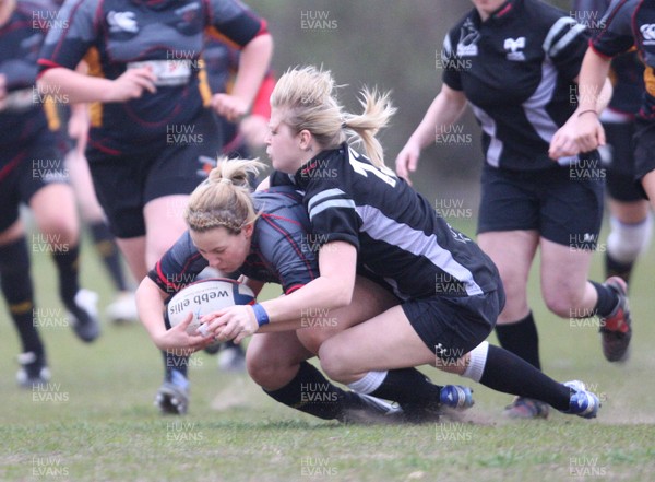 28.04.10 - Ospreys Women v Dragons Women -  Dragons Danielle Gagne is tackled 