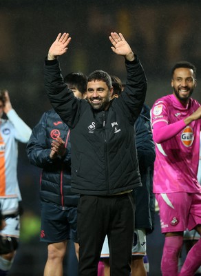 291225 - Oxford United v Swansea City - SkyBet Championship - Swansea City Manager Vitor Matos celebrates with fans at full time