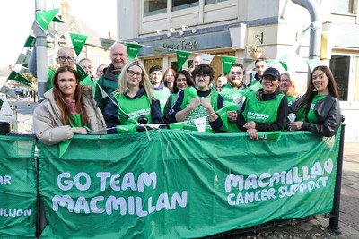051025 - Oysho Cardiff Half Marathon - Charity group McMillan Cancer support teams set up on Albany Road before for the race