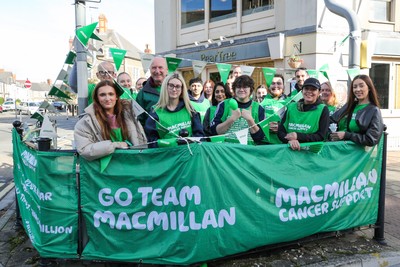 051025 - Oysho Cardiff Half Marathon - Charity group McMillan Cancer support teams set up on Albany Road before for the race