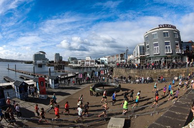 051025 - Oysho Cardiff Half Marathon - Runners make their way through Cardiff Bay as they take part in the Oysho Cardiff Half Marathon