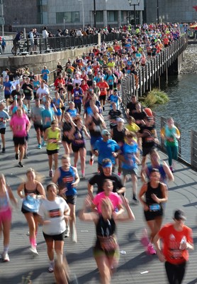 051025 - Oysho Cardiff Half Marathon - Runners make their way through Cardiff Bay as they take part in the Oysho Cardiff Half Marathon