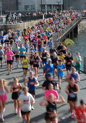 051025 - Oysho Cardiff Half Marathon - Runners make their way through Cardiff Bay as they take part in the Oysho Cardiff Half Marathon