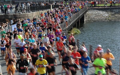051025 - Oysho Cardiff Half Marathon - Runners make their way through Cardiff Bay as they take part in the Oysho Cardiff Half Marathon